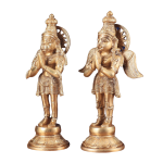 Brass Standing Hanuman and Garuda Divine Pair | 12" x 7" x 3.5" (30.5 x 17.8 x 8.9 cm) Each | 6 kg Total Sacred Art | Protection Duo